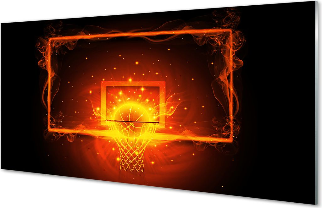 Glasbilder 100x50 Wandkunst Lodernde Basketball