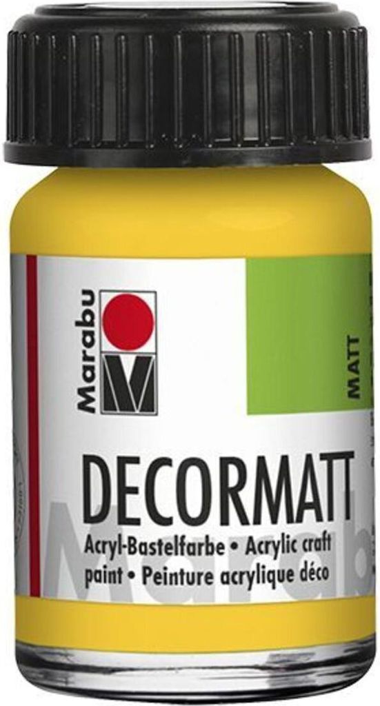 Decormatt Acryl - Mittelgelb 021 15 ml. Packung mit 5 Stück