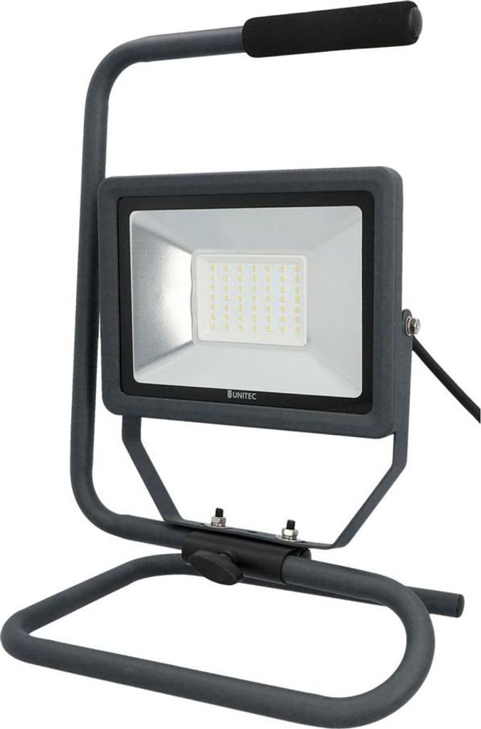 UNITEC LED Strahler tragbar 50 Watt, 4000 Lumen, 3 Meter Zuleitung, Baustrahler, 6500 Kelvin, Anthrazit, IP65, Aluminiumdruckguss, Sicherheitsglas,