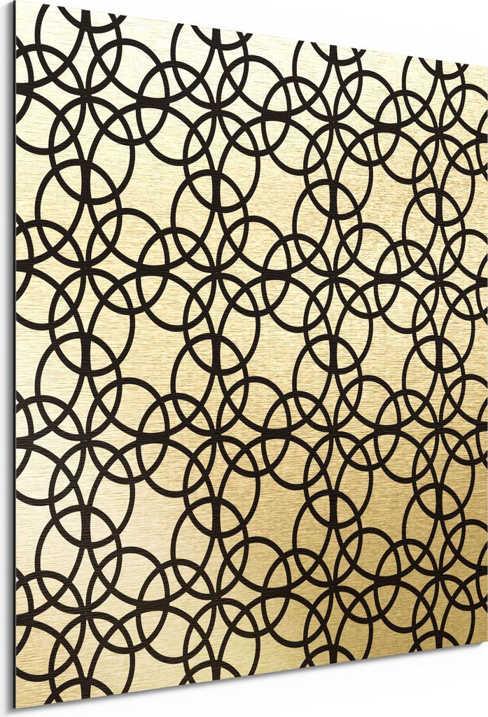 DEQORI Alu-Dibond Bild Gold 30x30 cm 'Kreisige Symmetrien' Wandbild Metall dünn Design