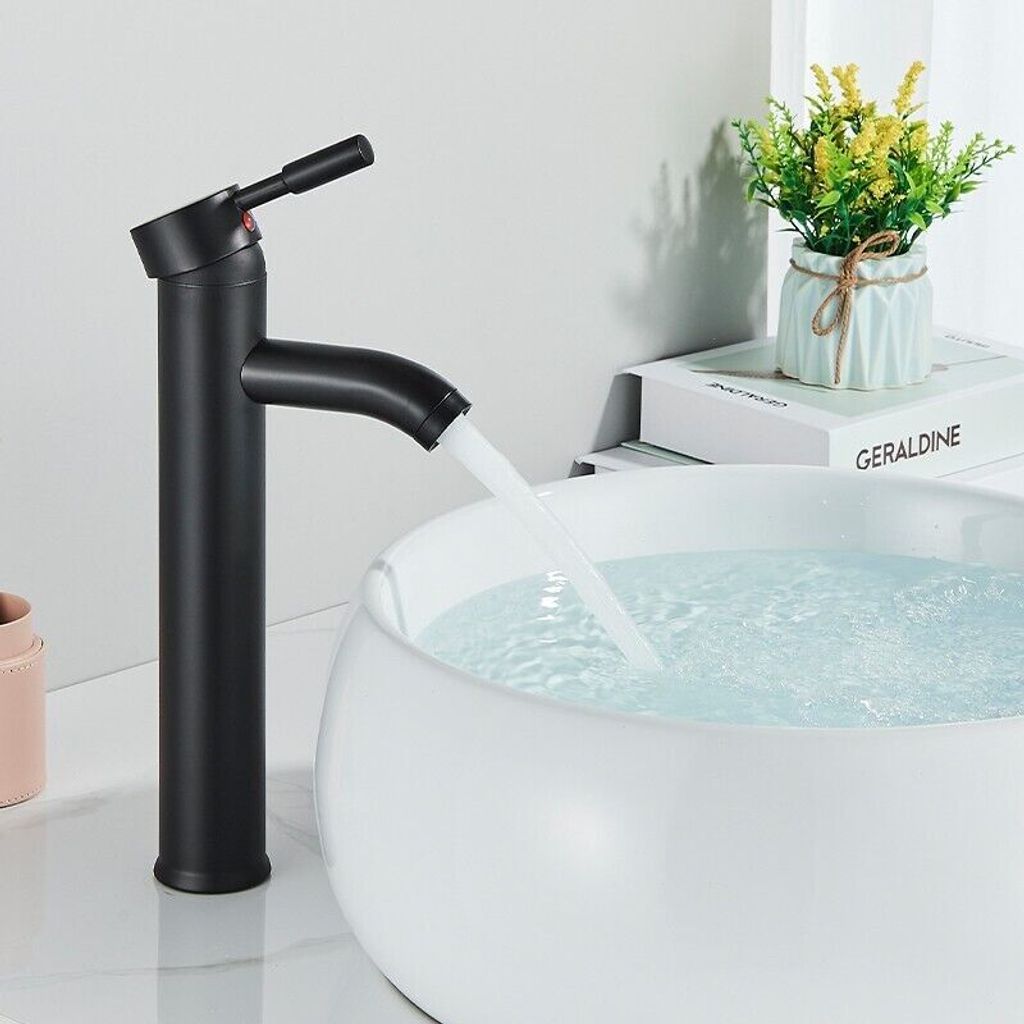 Wasserhahn Bad Waschbecken Schwarz Waschtischarmatur Hoch Einhand Mischbatterie
