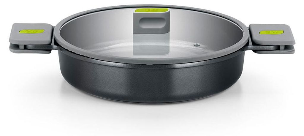 BRA Life | Niedriger Kochtopf 36 cm, 100 % es recyceltes Aluminiumguss, Keramik-Antihaftbeschichtung, vollständig induktionsgeeignet, für alle He...