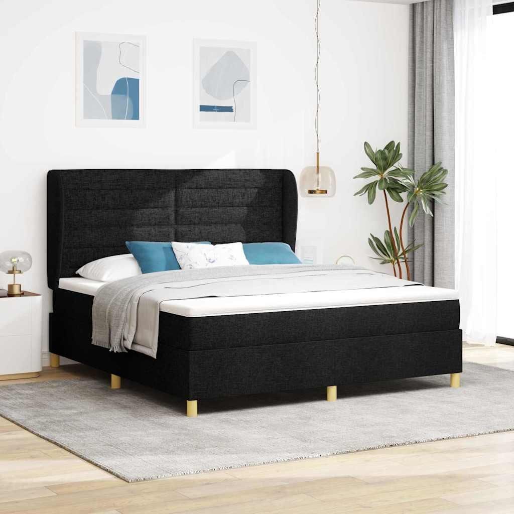 "Schlussverkauf" Boxspringbett - für 2 Personen - mit Matratze - Dunkelgrau 90x190 cm Schwarz Stoff C104