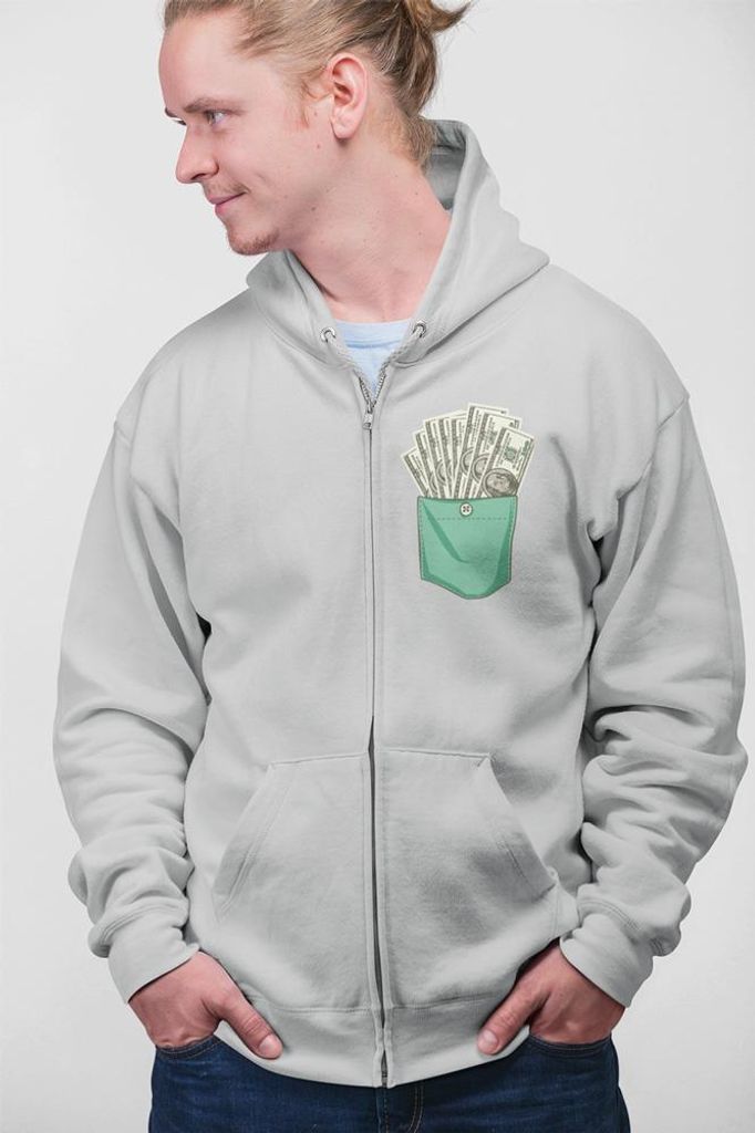 D&B Uni Hoodie ZIPPO00010 Dollar HellGrau-Größe L