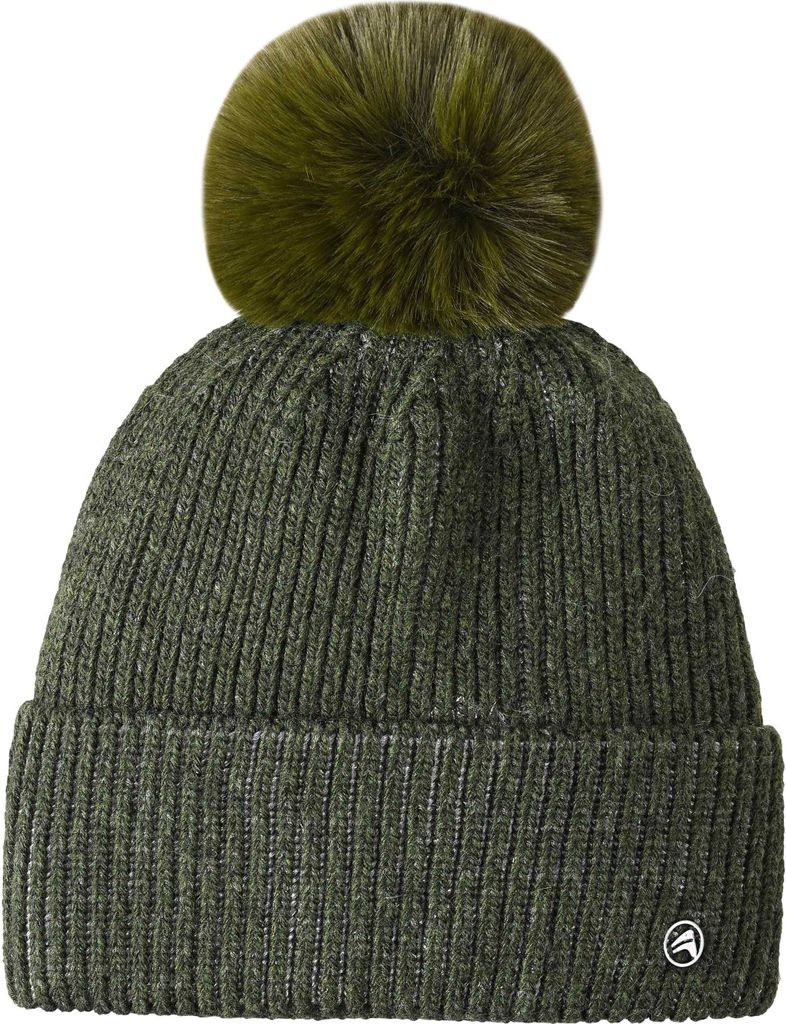 Euro-Star Damen Mütze Beanie ESLucilla dark olive mit Silberfäden, Größe:Einheitsgröße