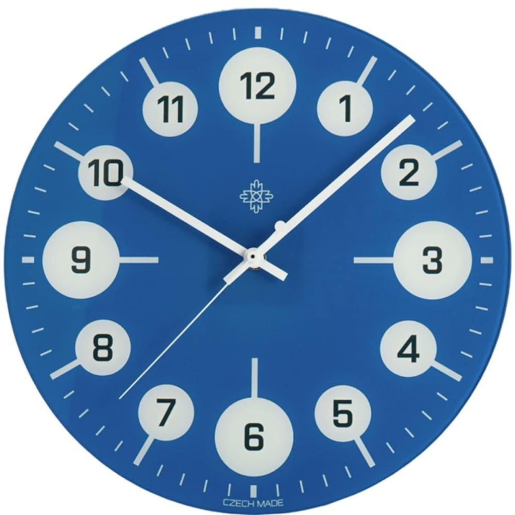 PRIM Wanduhr Marienkäfer Glas Blau Ø 290 mm Quarzuhrwerk Produktbild 