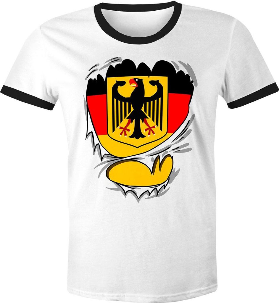 Lustiges Herren WM-Shirt Rip Off Superstar WM Deutschland Fan 2018 Retro weiß-schwarz L