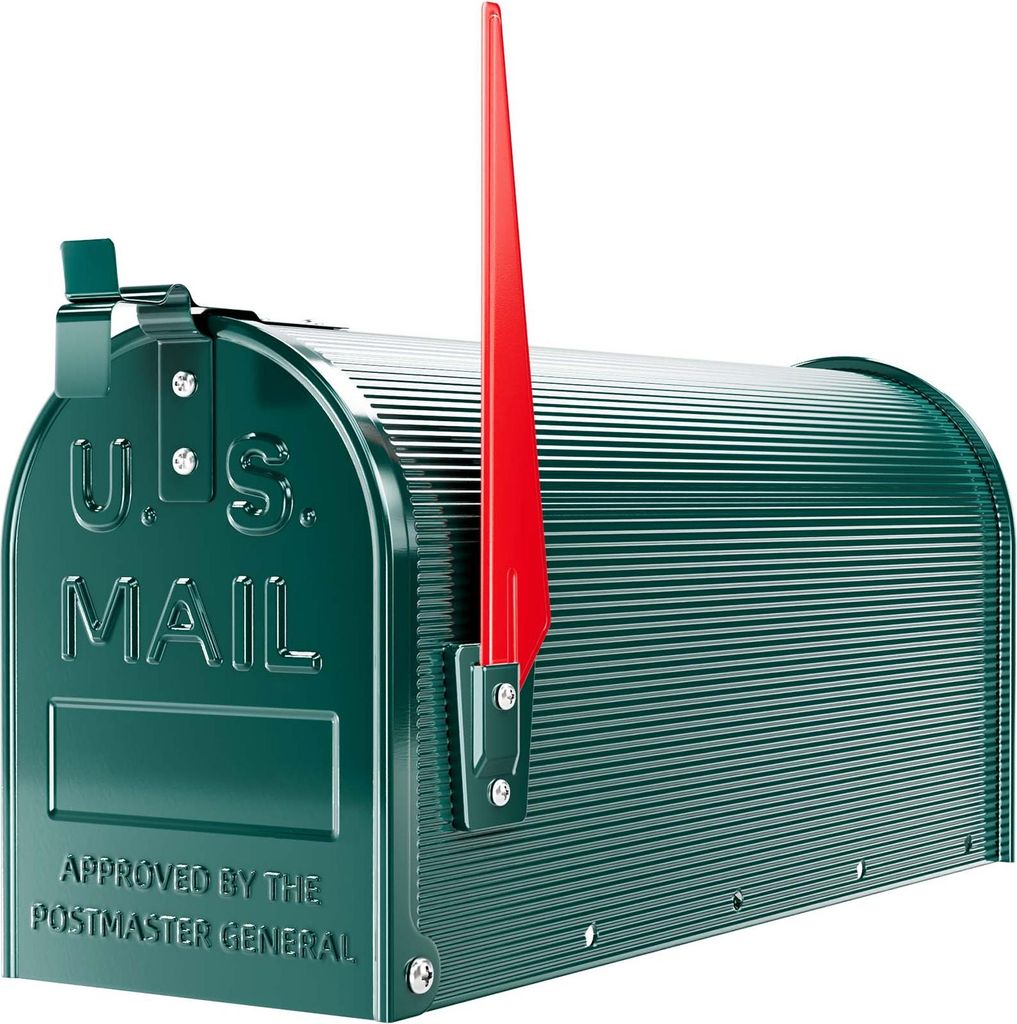 Wiltec US Mailbox grün 150 x 513 x 223 mm, amerikanischer Produktbild 