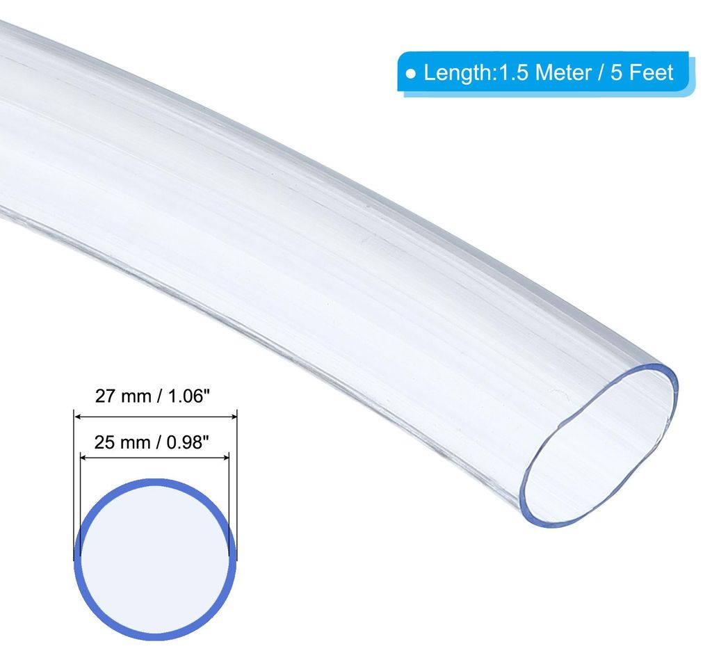 PVC Schlauch Pneumatik Schlauch 1"IDx1 1/9"OD (25mmx27mm) 5 ft/ 1,5 Meter, Flexibler Vinylschlauch Wasserschlauch Druckluftschlauch fš¹r Luftkomp...