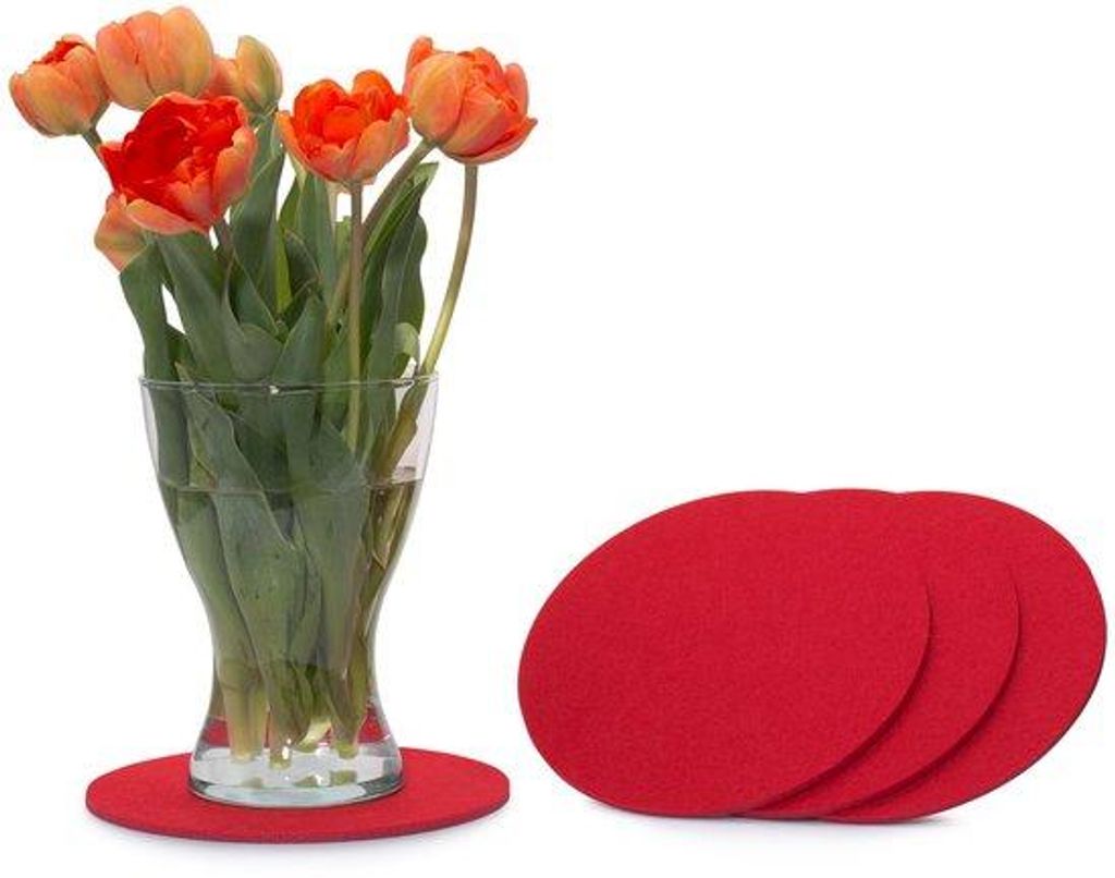 Rote Filzunterlagen 25cm 4er Pack Glasunterlagen
