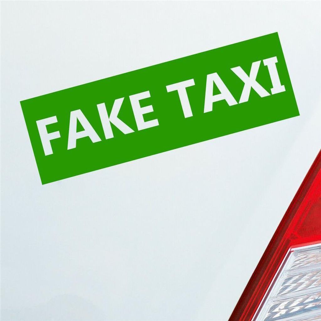 Auto Aufkleber Fake Taxi Car Schriftzug 19x6 cm Hellgrün Sticker Heckscheibenaufkleber