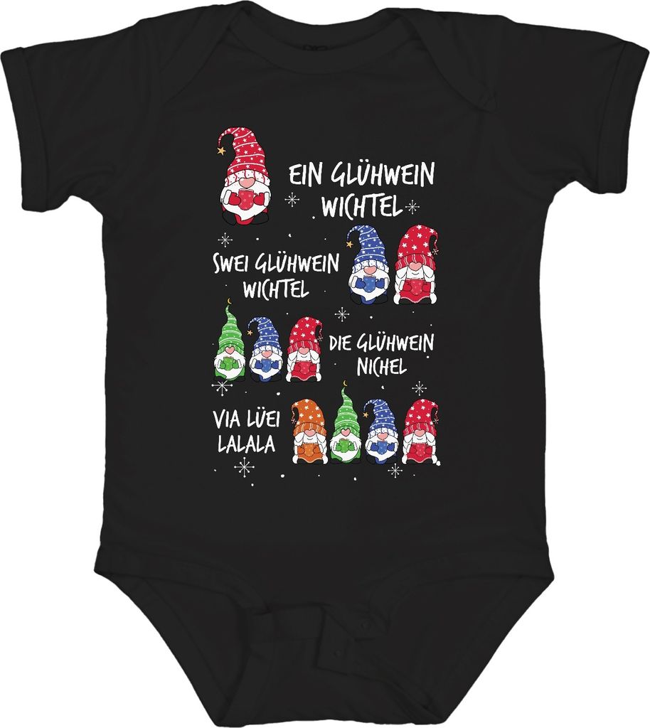 Glühwein Wichtel Gnome Elf Lustig - Weihnachten Weihnachtsgeschenk Christmas Unisex Baby Body, Schwarz, 6/12
