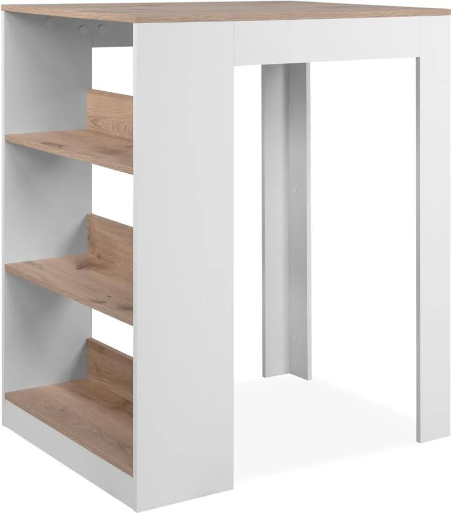 Table de cuisine compacte 92cm avec étagères pour studio et petit salon