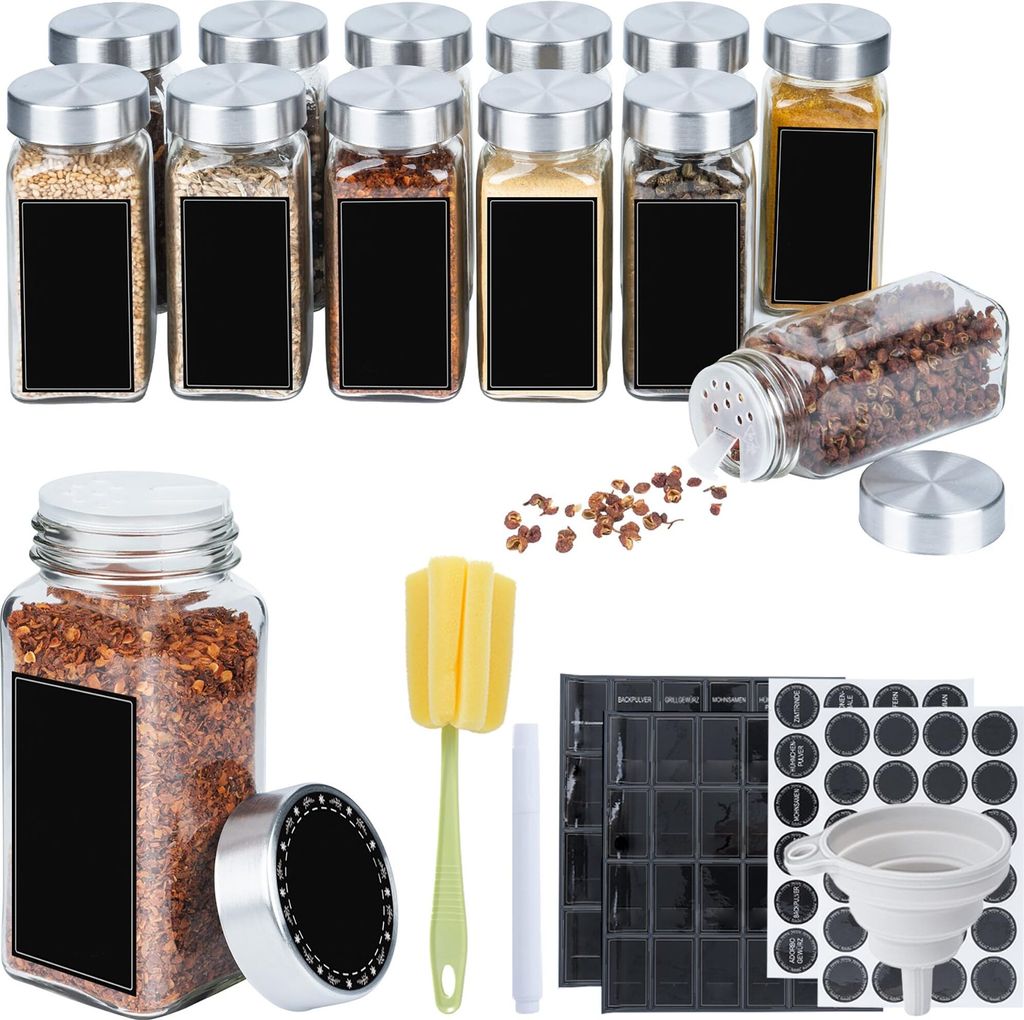 JOIEYOU Ménage Bocaux à épices Set de 12 pcs. Epices avec Image du produit 