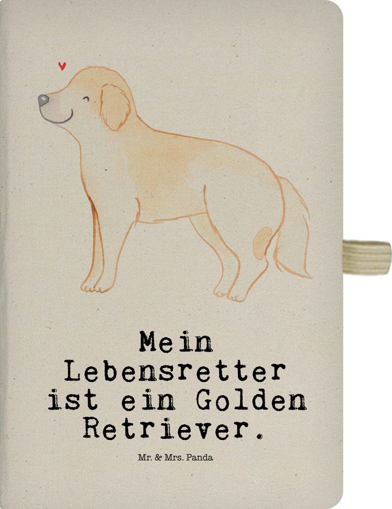 Mr. & Mrs. Panda Adressbuch Golden Retriever Lebensretter - Transparent - Geschenk, notizbuch a4, Notizheft, Journal, Tagebuch, Goldie Hund