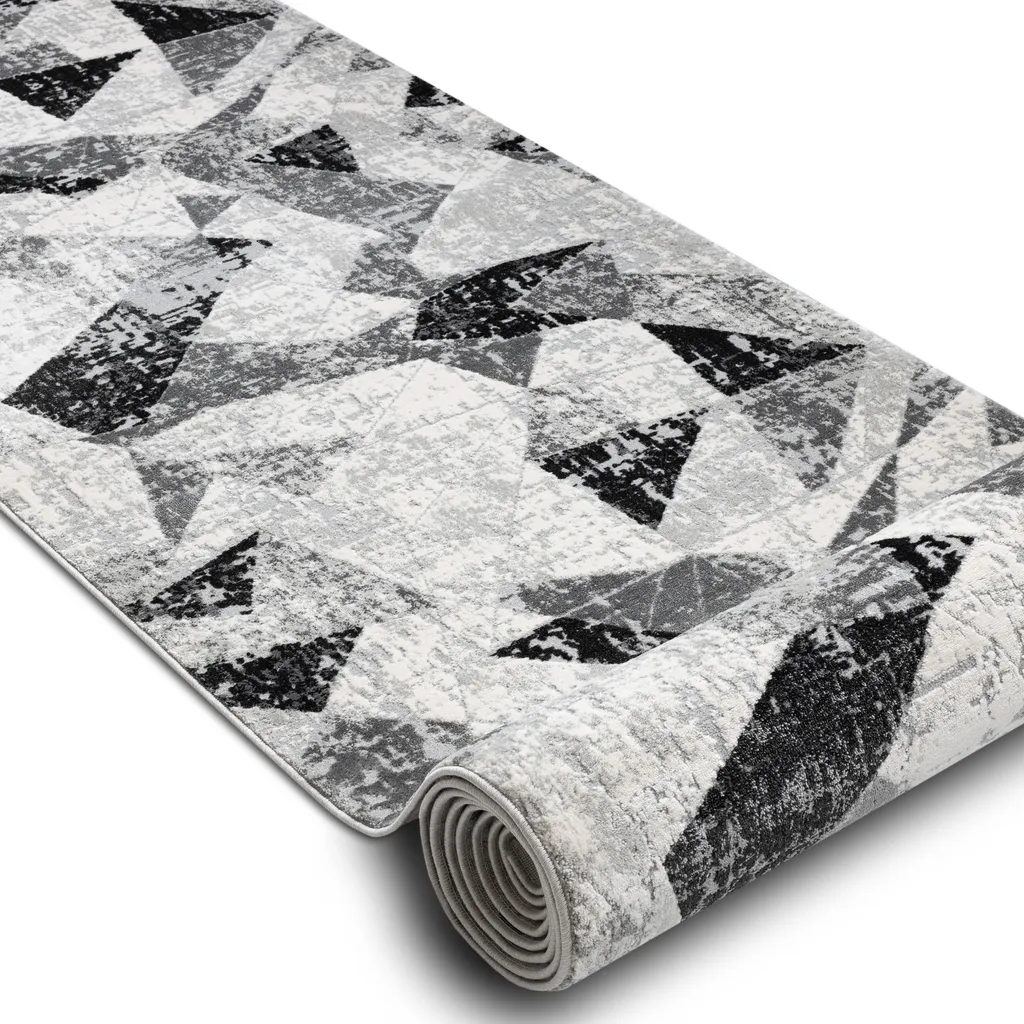 Tapis de marche escalier 60x190 cm TULS gris anthracite géométrique - 2