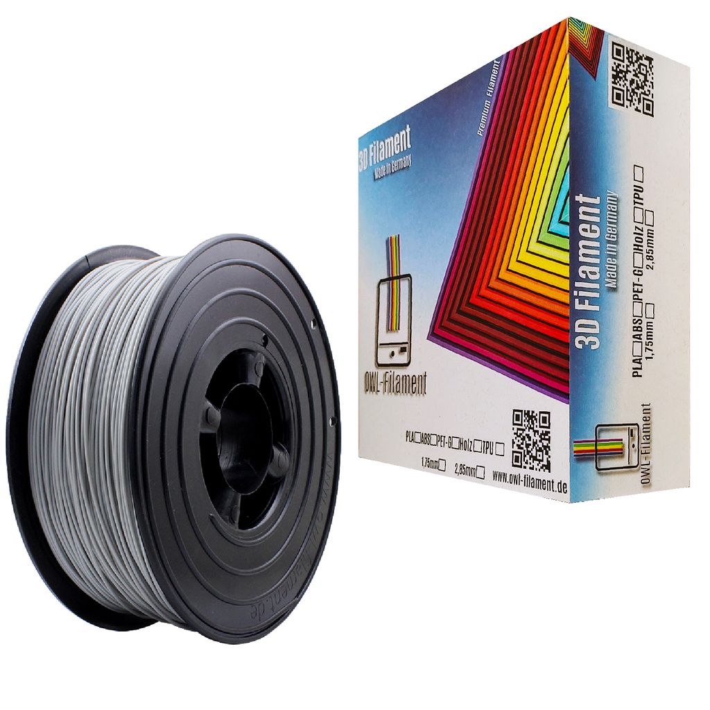 OWL-Filament 3D-Drucker PLA 1,75mm 1kg Spule Rolle (Grau) Produktbild 2