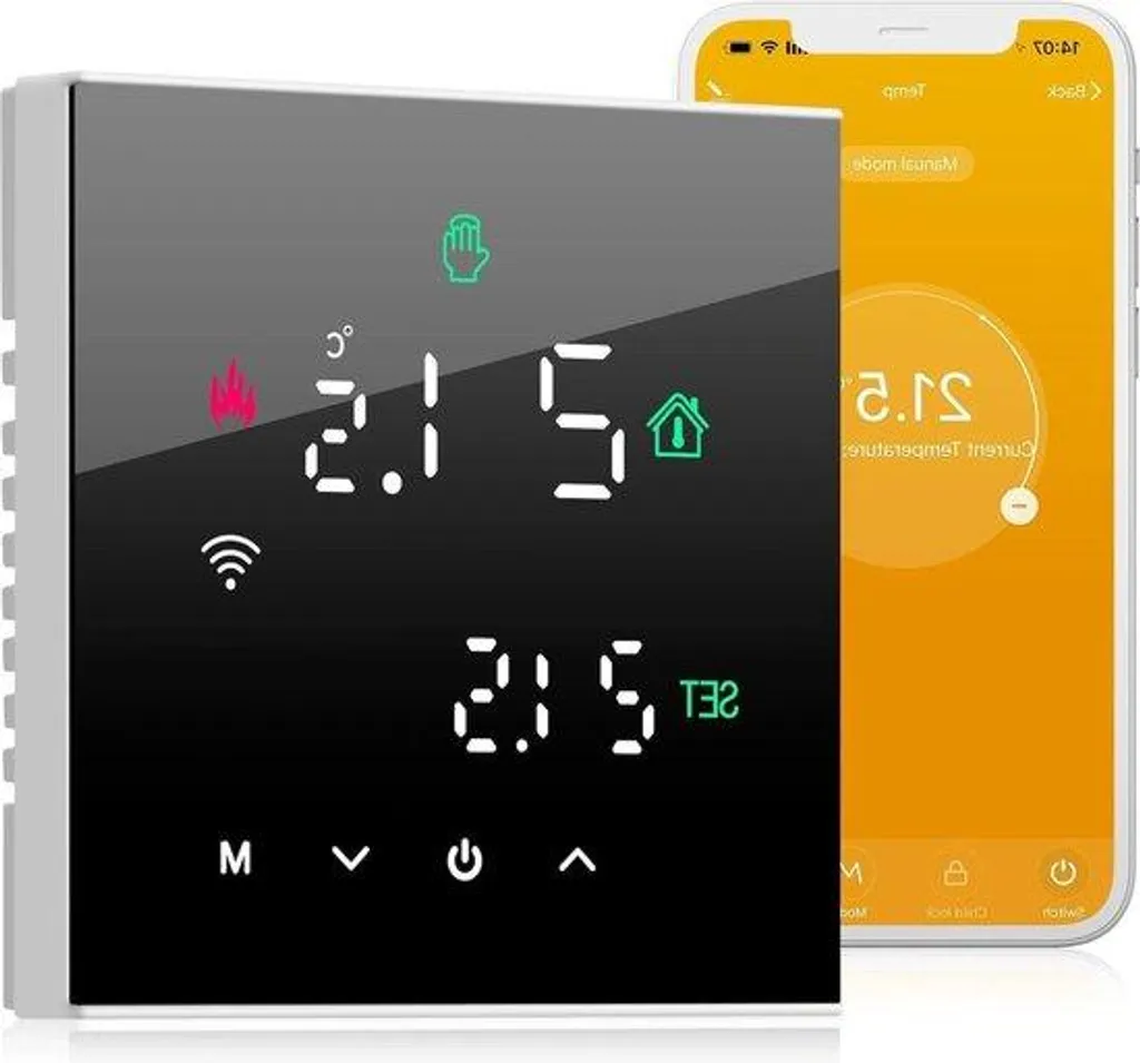Thermostat WiFi intelligent à écran tactile LCD noir - Modèle Connect Pro