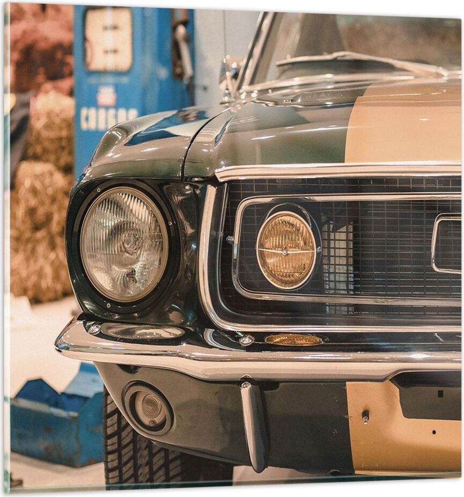 Bilder auf glas - Einteilig - Abdeckung Ford Mustang - 40x40cm - Glasbilder - Wandbilder - Bilder - zum Aufhängen bereit - Wanddekoration aus Glas...