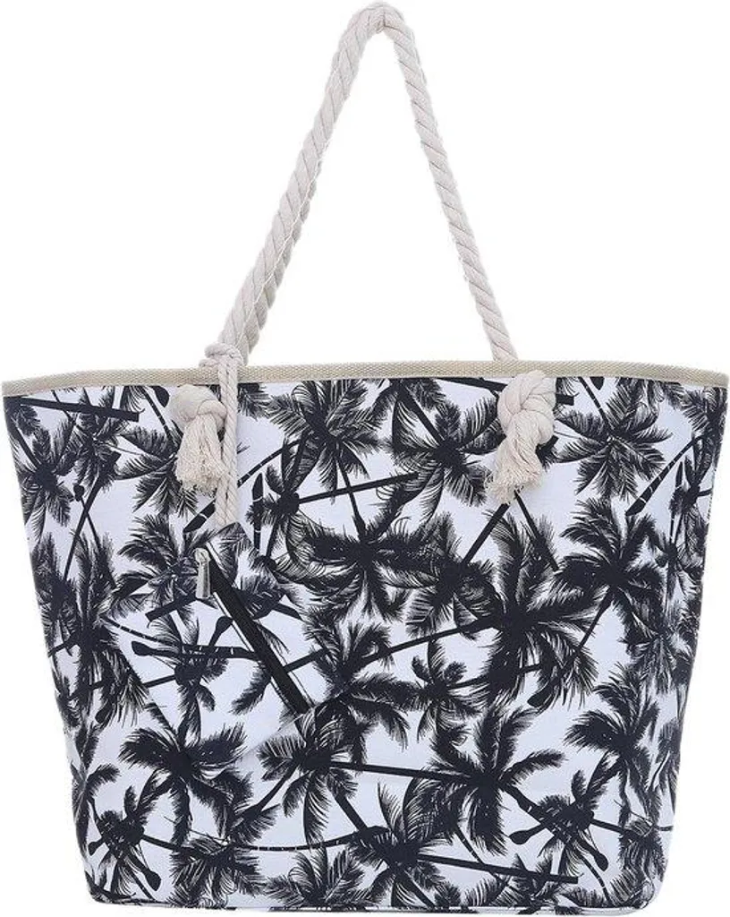 Grand sac de plage à fermeture éclair en toile robuste motif palmiers chic