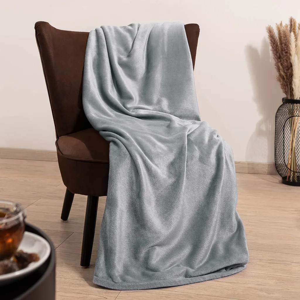 Blumtal coperta in pile soffice - coperta da divano certificata Oeko-TEX®, coperta da divano, coperta per bambini, coperta, copriletto e coperta da soggiorno, 130x150 cm, grigio - 6