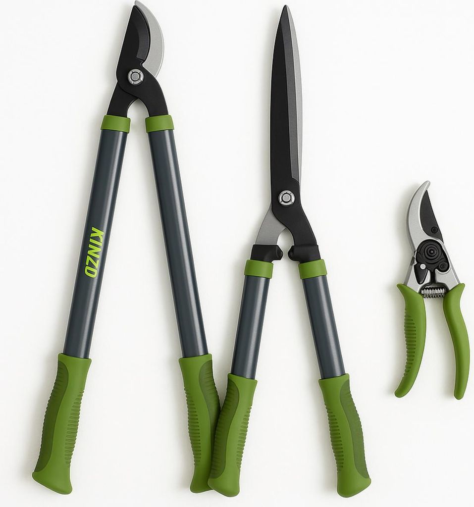 Kinzo GartenBaumscheren-Set - Baumscheren-Kombi-Set - 3-teilig - Baumschere - Astschere - Heckenschere