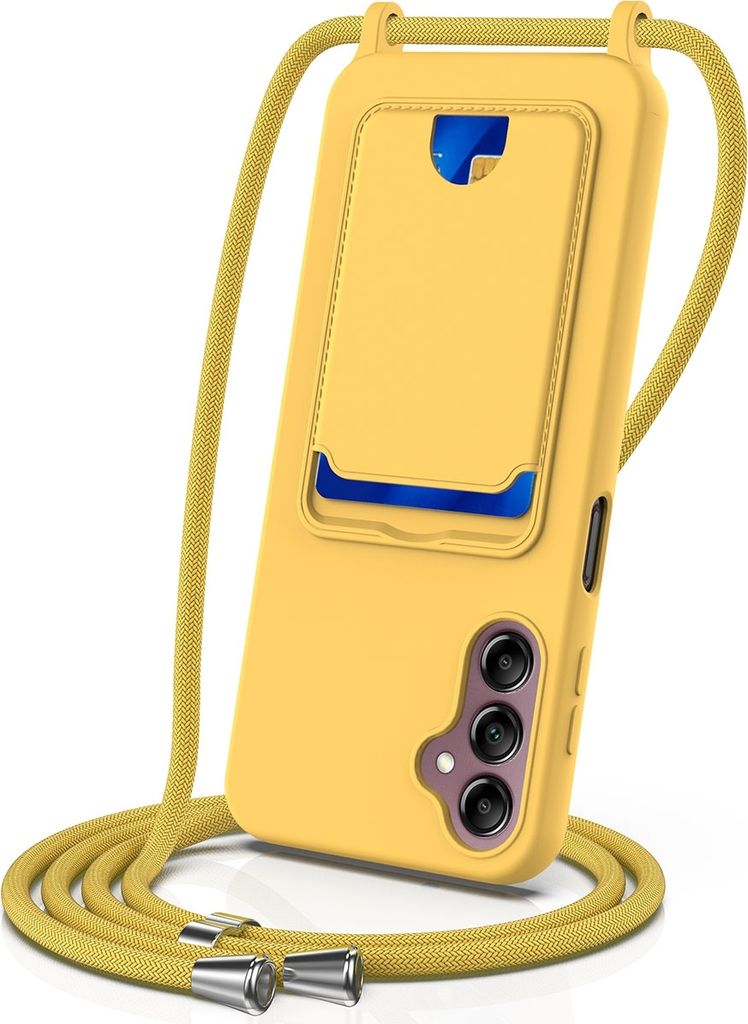 Mobigear Lanyard Card Samsung Galaxy A16 Silikon Handykette mit Kartenhalter - Gelb