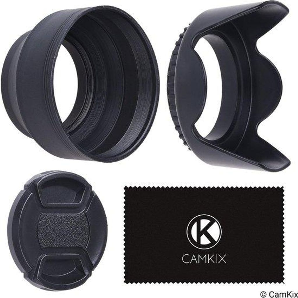 58 mm Zweikameralinsen-Sonnenblende, mit 1 Objektivhalter - Gummi-Klapfach + Tulpenblumen - reduziert Blend- und Reflexionseffekte
