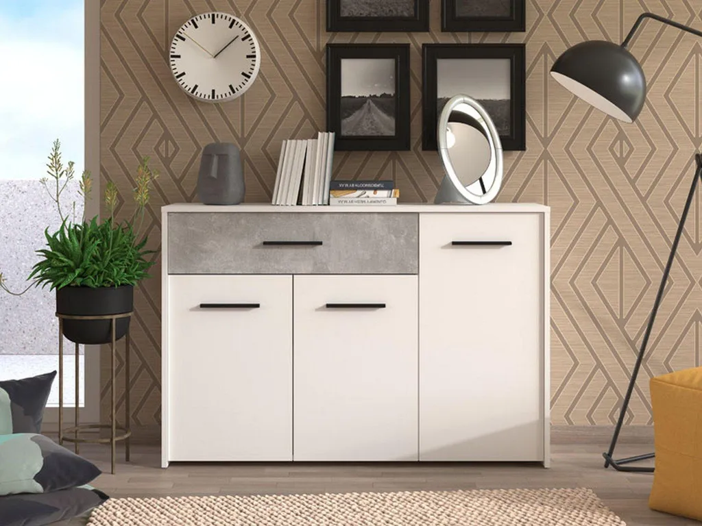 Buffet Sanza 119 cm Blanc Design Compact avec Tiroir de Rangement Chic - 2