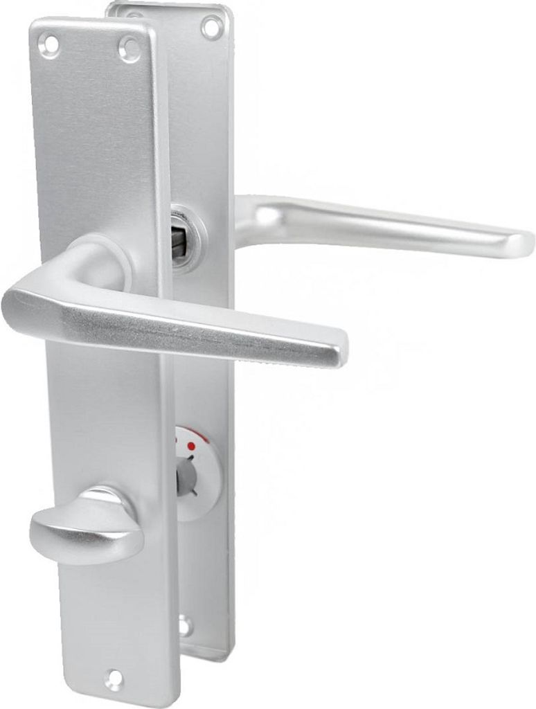 Langschildgarnitur Europa F1 Aluminium Türdrücker Türbeschlag Türklinke Beschlag WC DIN Norm