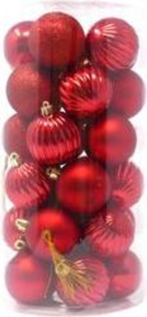 B&S 30 Weihnachtskugeln rot 6 cm Farbmixt | rot | 6 cm | Produktbild 