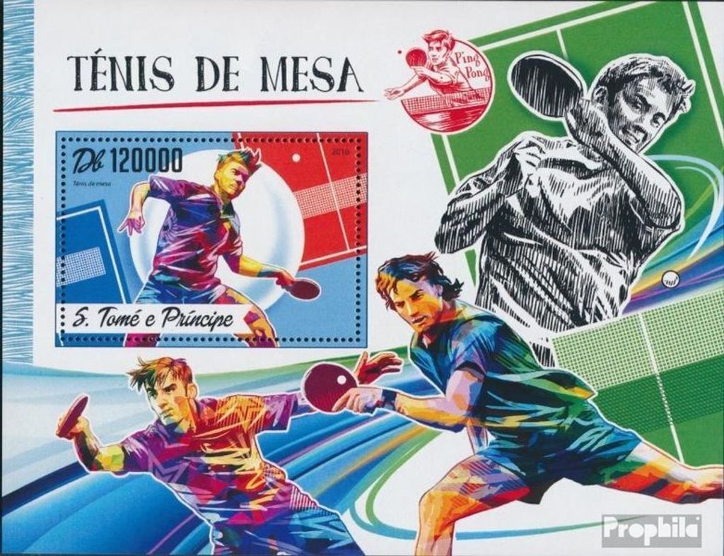 Briefmarken Sao Tome e Principe 2016 Mi Block 1246 (kompl. Ausgabe) postfrisch Tischtennis