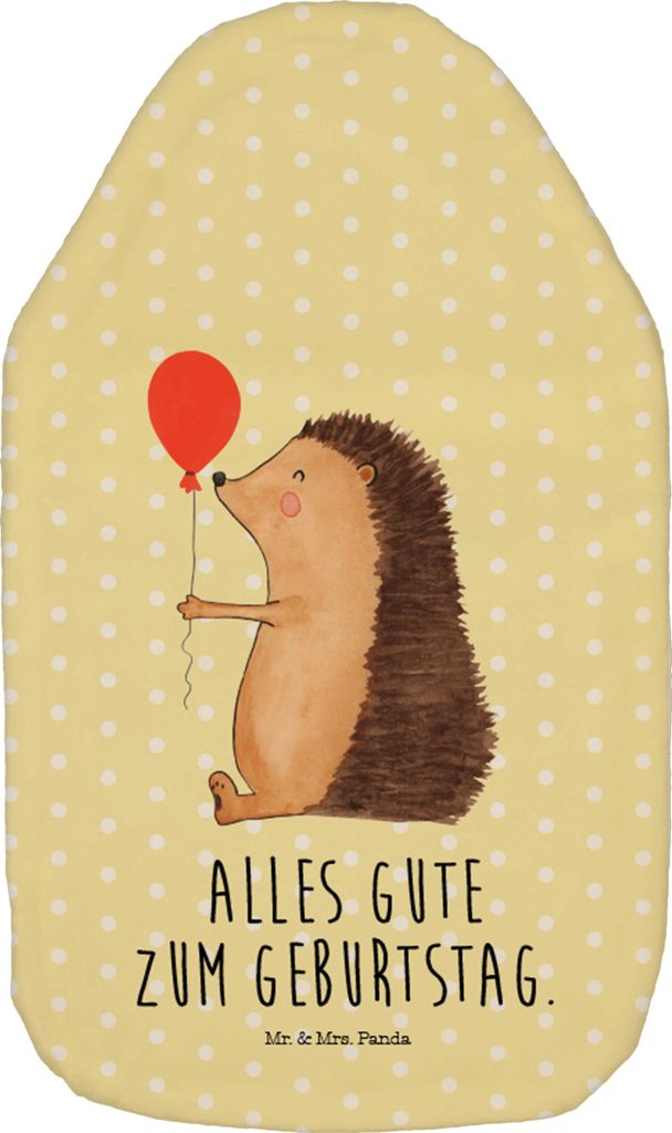 Mr. & Mrs. Panda Wärmekissen Igel Luftballon - Gelb Pastell - Geschenk, Wärmflaschen, Geburtstag, wärmebeutel, Wärmflasche mit Bezug, Happy Bir...