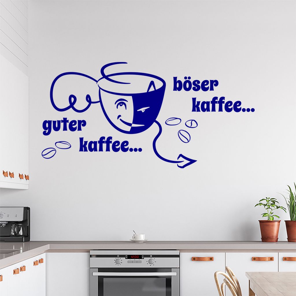 guter Kaffee böser Kaffee Wandtattoo in 6 Größen - Wandaufkleber Wall Sticker - Dekoration, Küche, Wohnzimmer, Schlafzimmer, Badezimmer