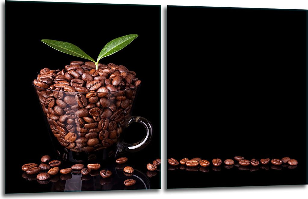 Herdabdeckplatten 2x40x52 Glaskeramikfeld 2-Teilig Glas Spritzschutz Kaffee