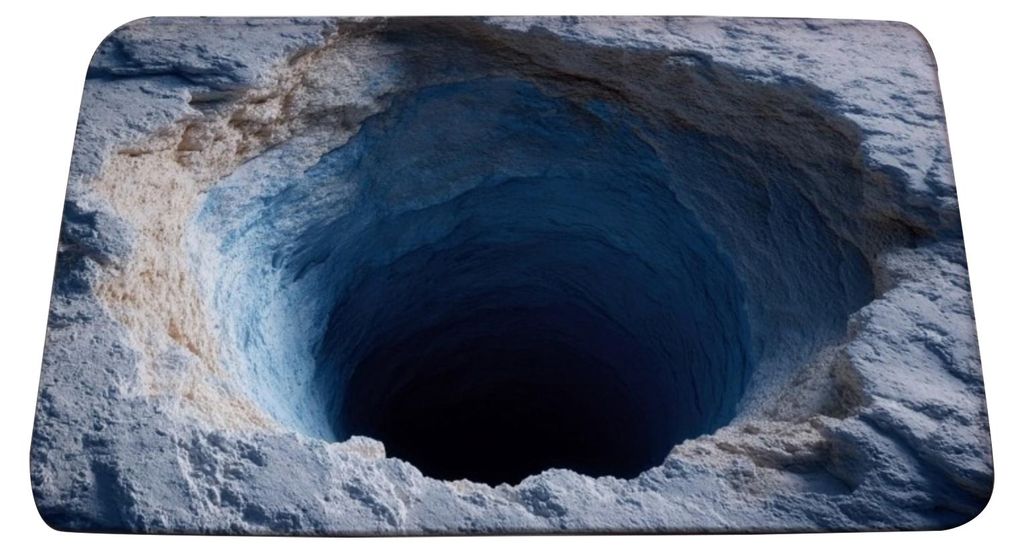 3D-Loch-Teppich, realistische optische Täuschung, lustige Fußmatte mit bodenlosem Loch, saugfähige, rutschfeste Bodenmatte für Badezimmer, Wohn...