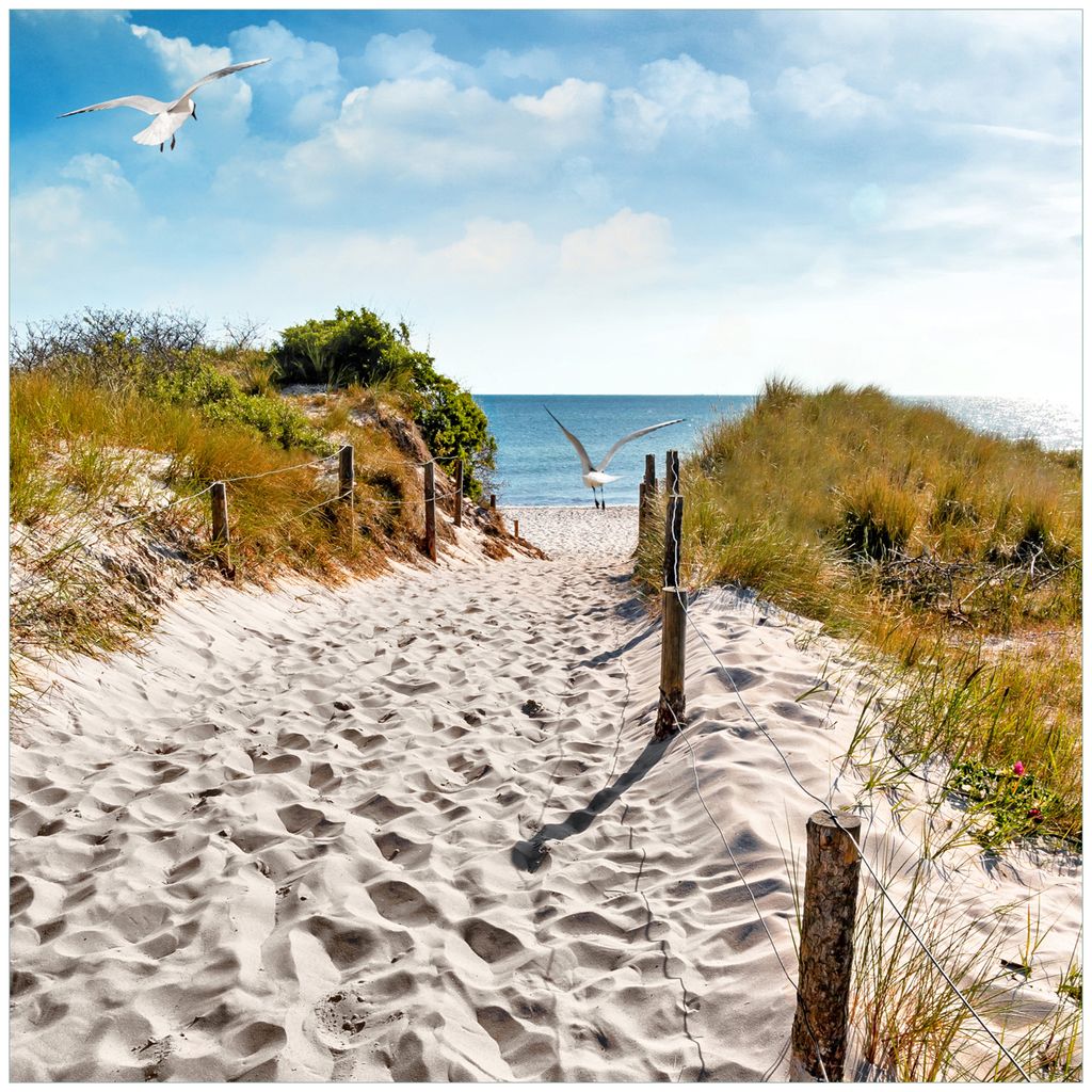 Wallario Möbeldesign / Aufkleber, geeignet für Ikea Lack Tisch - Möwen auf dem Weg zum Strand in 55 x 55 cm