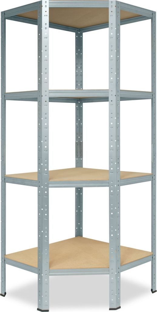shelfplaza HOME 155x70x40 cm Eckregal in verzinkt mit 4 Böden und 175 kg Traglast pro Boden