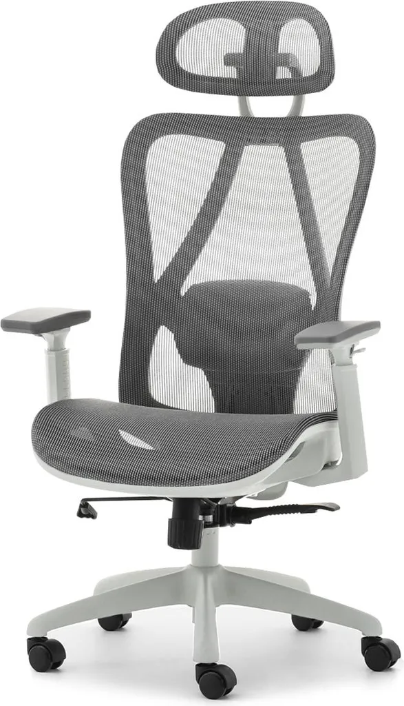Chaise bureau grise DELMY contre le mal de dos - Soutien lombaire chic