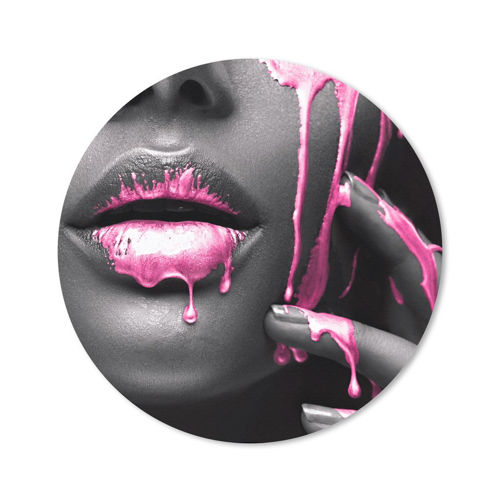 MuchoWow Mauspad Mousepad Lippen - Rosa - Schwarz 30x30 cm - Mousepads - Maus Mat - Pad - Mausunterlage - Tischunterlage - Schreibtischmatten