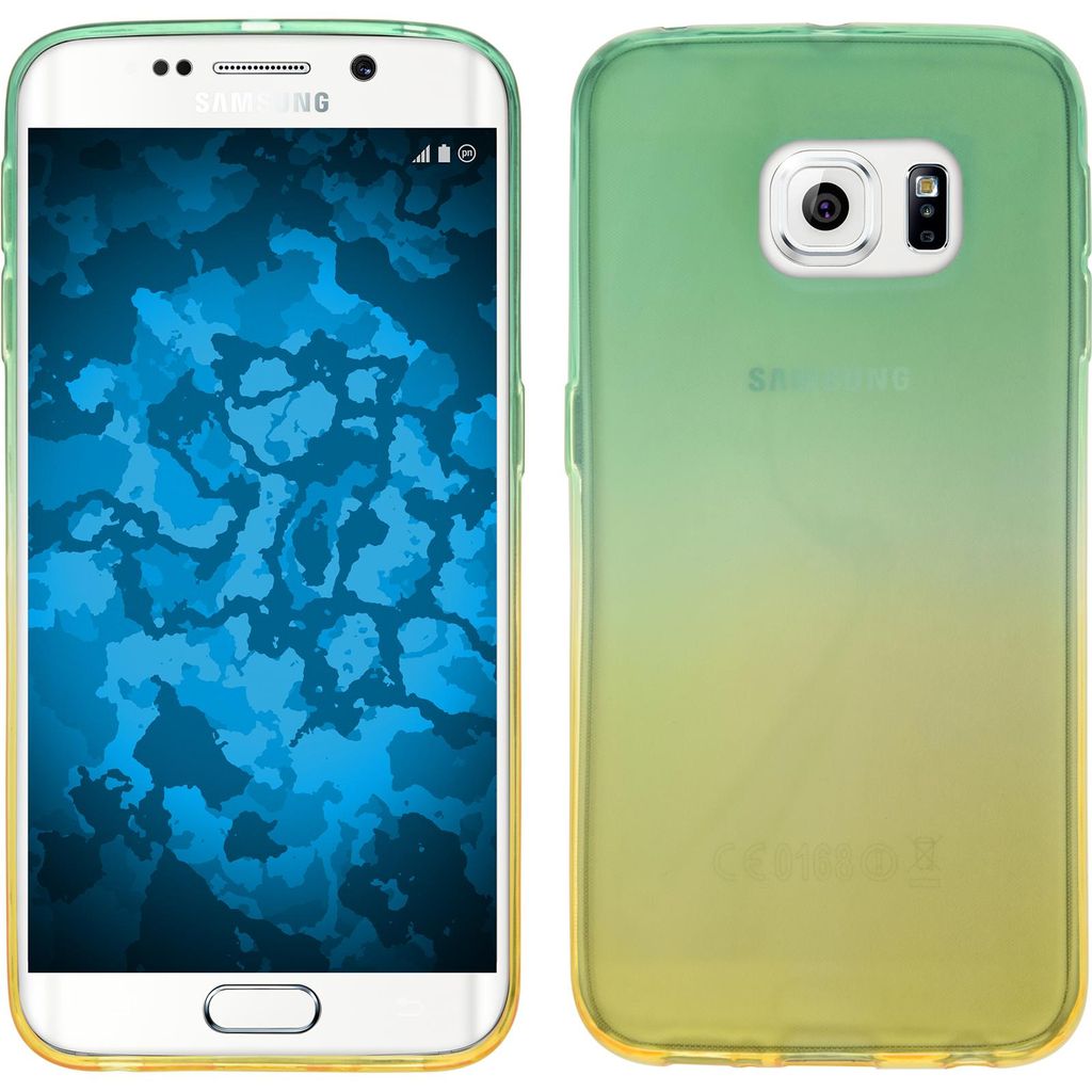 PhoneNatic Case kompatibel mit Samsung Galaxy S6 Edge - Design:03 Silikon Hülle Ombrè + flexible Folie