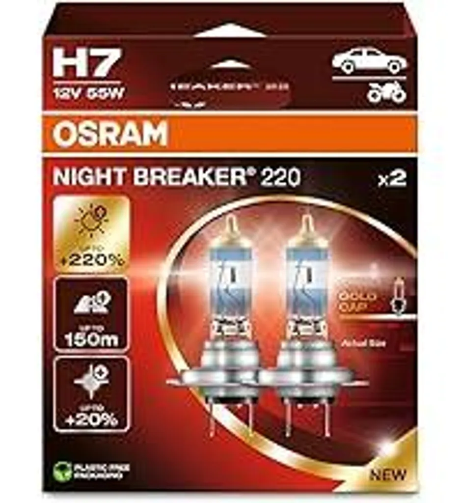 H7 Osram Night Breaker 220 Lampadine Alogene (Duo Pack 64210NB220)