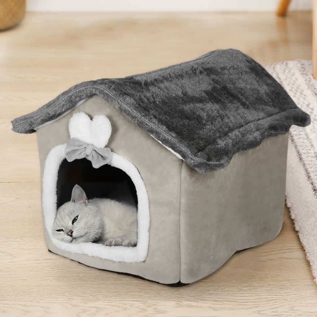 Lit pour chats Cave à chats en peluche Chaud pour l'hiver Image du produit 