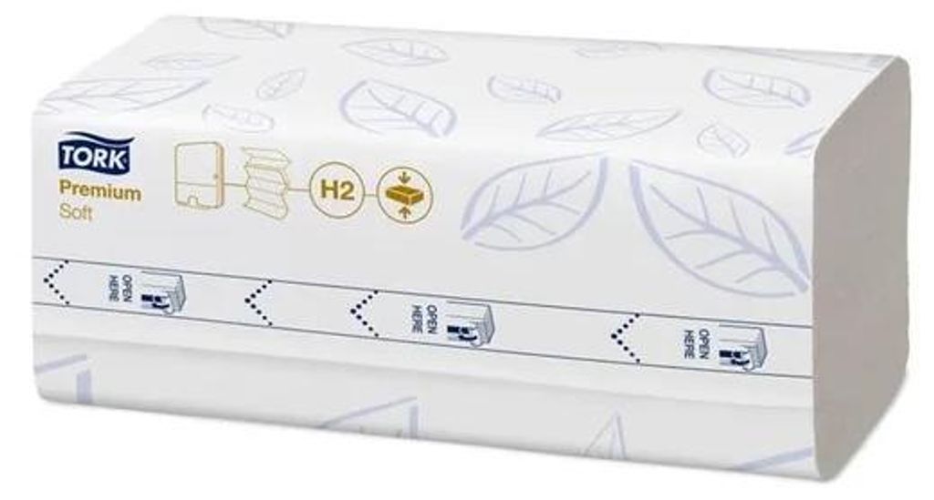 Papierové utierky, stlačené, Interfold, 2-vrstvové, 170 útržkov, H2 systém, Premium, TORK "Xpress Soft Multifold", biela