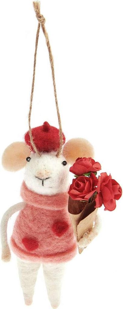 Aufhänger Maus Rosenkavalier, Filz, 10 x 7 x 13cm
