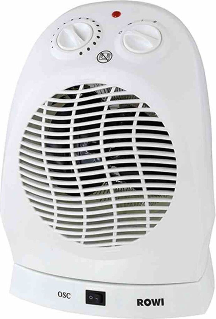 A white electric heater is shown against a white background.