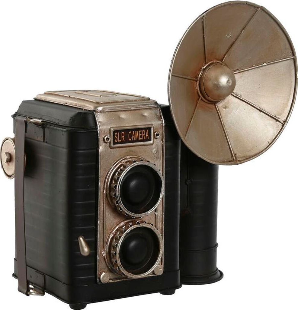 Deko-Figur Home ESPRIT Schwarz Silberfarben Fotokamera Vintage 25 x 14 x 24 cm
