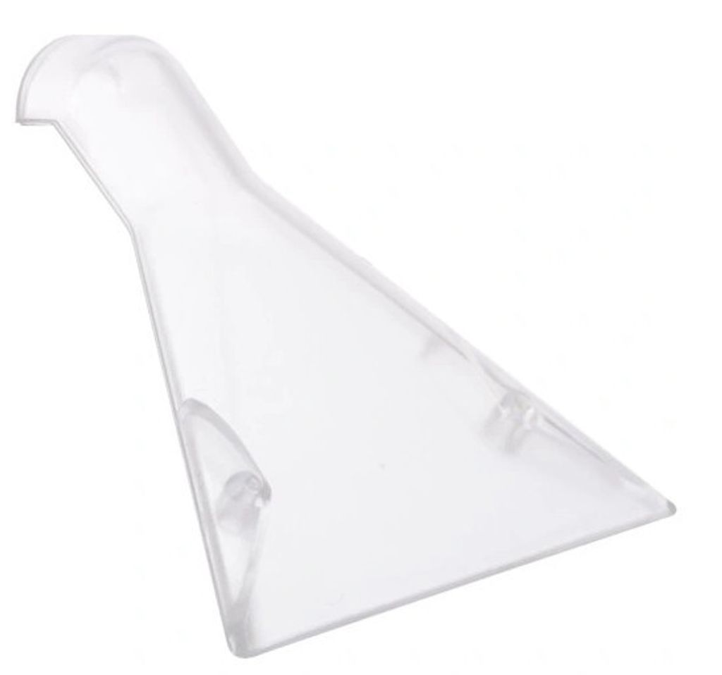 A clear plastic nozzle for a Kärcher Puzzi carpet cleaner.