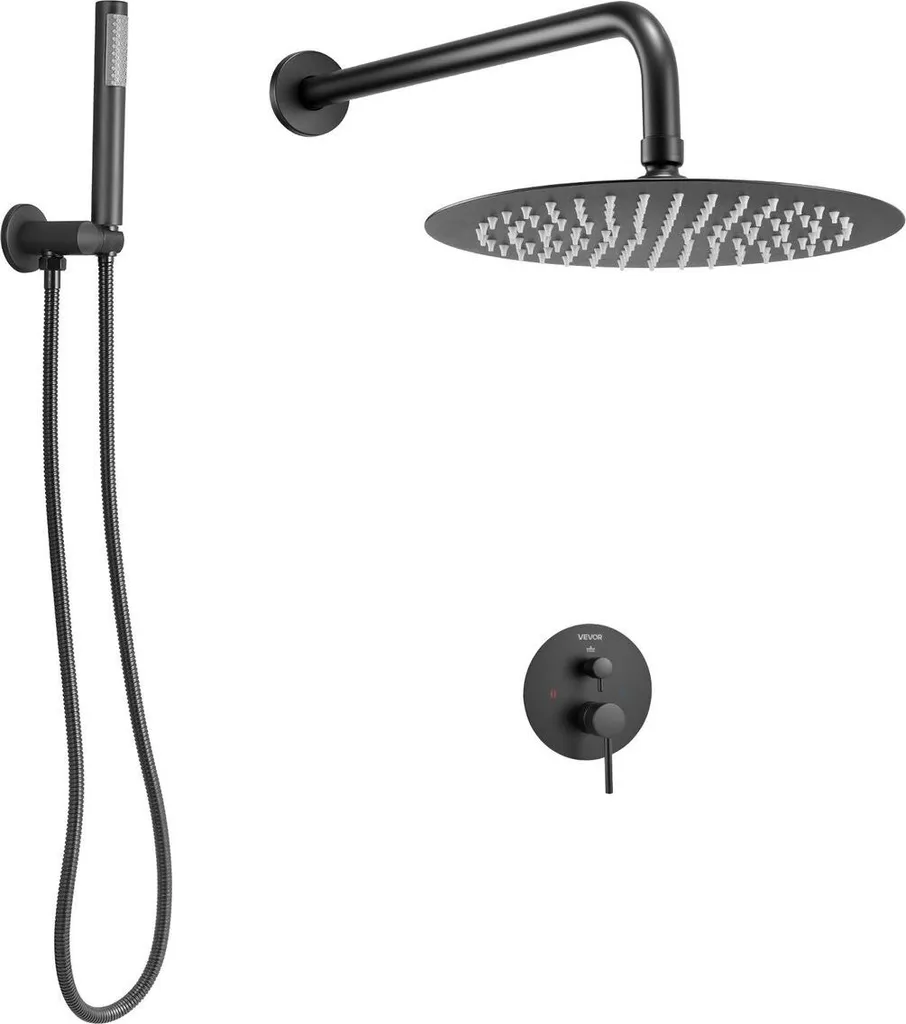 Sistema Doccia Incasso Nero Opaco: Soffione 25cm e Doccetta | Lusso Moderno