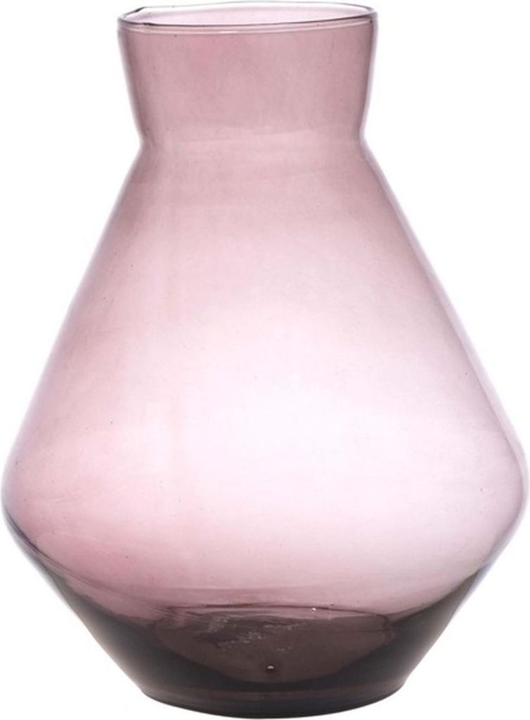 INNA-Glas Blumenvase RAMUNDA aus Glas, recycelt, violett-klar, 25 cm, Ø 19 cm - Farbige Vase
